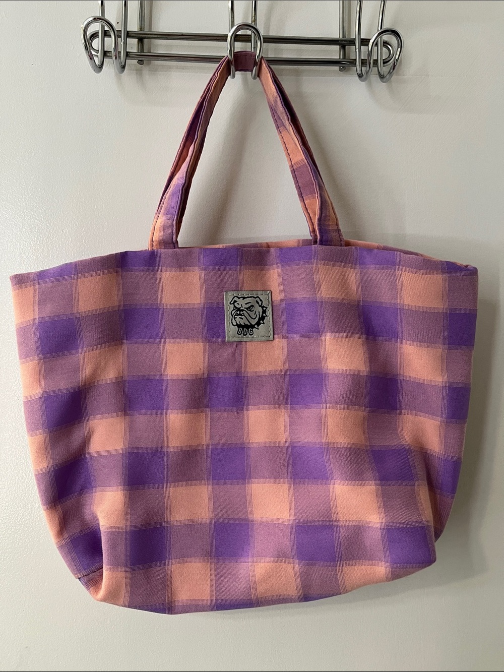 BDG Peach & Lavender Plaid Tote